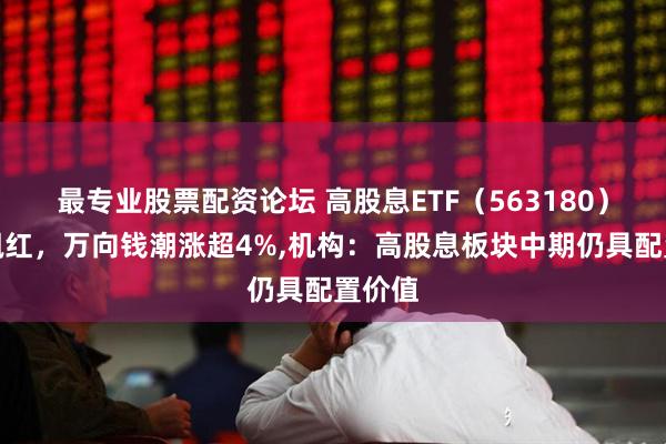 最专业股票配资论坛 高股息ETF（563180）盘中飘红，万向钱潮涨超4%,机构：高股息板块中期仍具配置价值